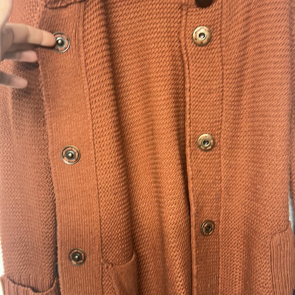 Dex Knit Mock Neck Cable Knit Belted Trench Shacket Coat - Picture 4 of 6